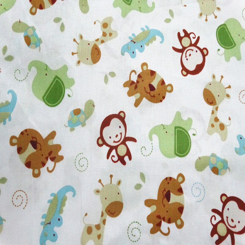 Stoff med apetrykk håndlaget tela algodon gjør-det-selv-sy lappeteppe babykjole seng dukke håndarbeidsduk vev bomull twill stoffer: 50 x 160cm / Bomullsstoffer 01
