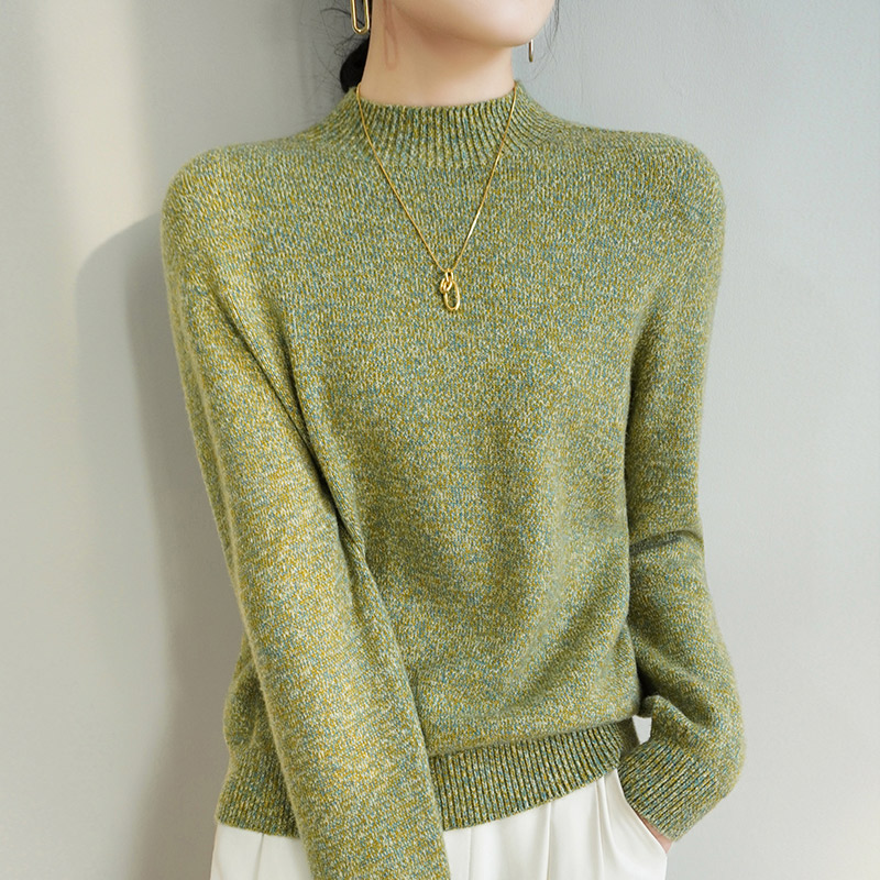 Syksy talvi naisten merinovillainen neule, puolikorkea kaulus, paksu neulepusero, lämmin kashmir-neule, hienot langat, pitkähihainen paita: Xl / Punainen