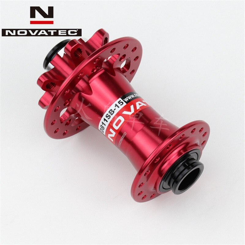 Novatec D811SB Mtb freno a disco 32H bicicletta in lega di alluminio anteriore perno passante 15mm mozzi DH mozzo Mountain Bike 100mm: Rosso