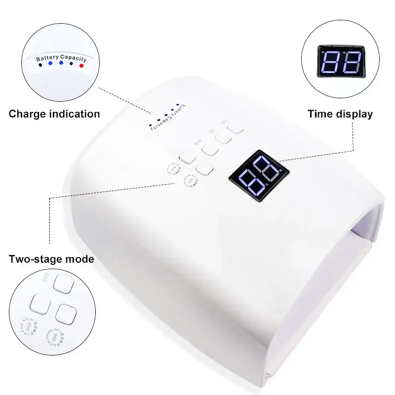 Rechargeable UV LED Lamp for Nails Wireless Gel Polish Nail Dryer Pedicure Manicure Light Cordless LED Nail Lamp For Manicure