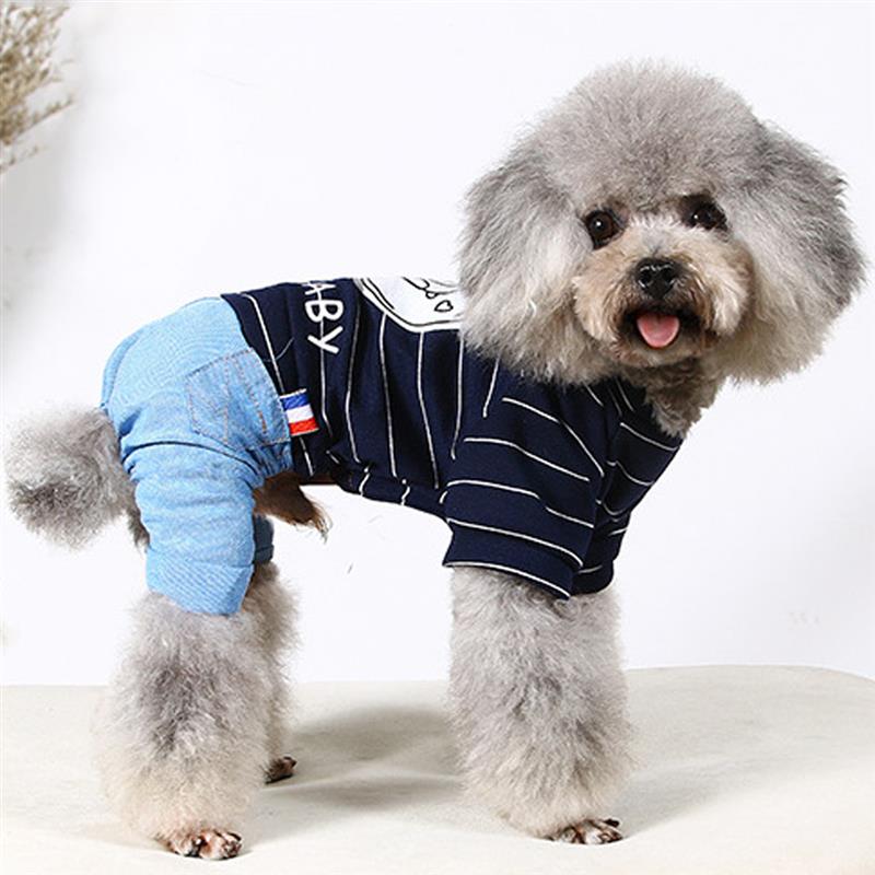 Lemmikkikoiran vaatteet raidallinen jumpsuit pentu mekko vaatteet puku cowboy denim lemmikkihousut koiranpentu farkku haalari vaatteet