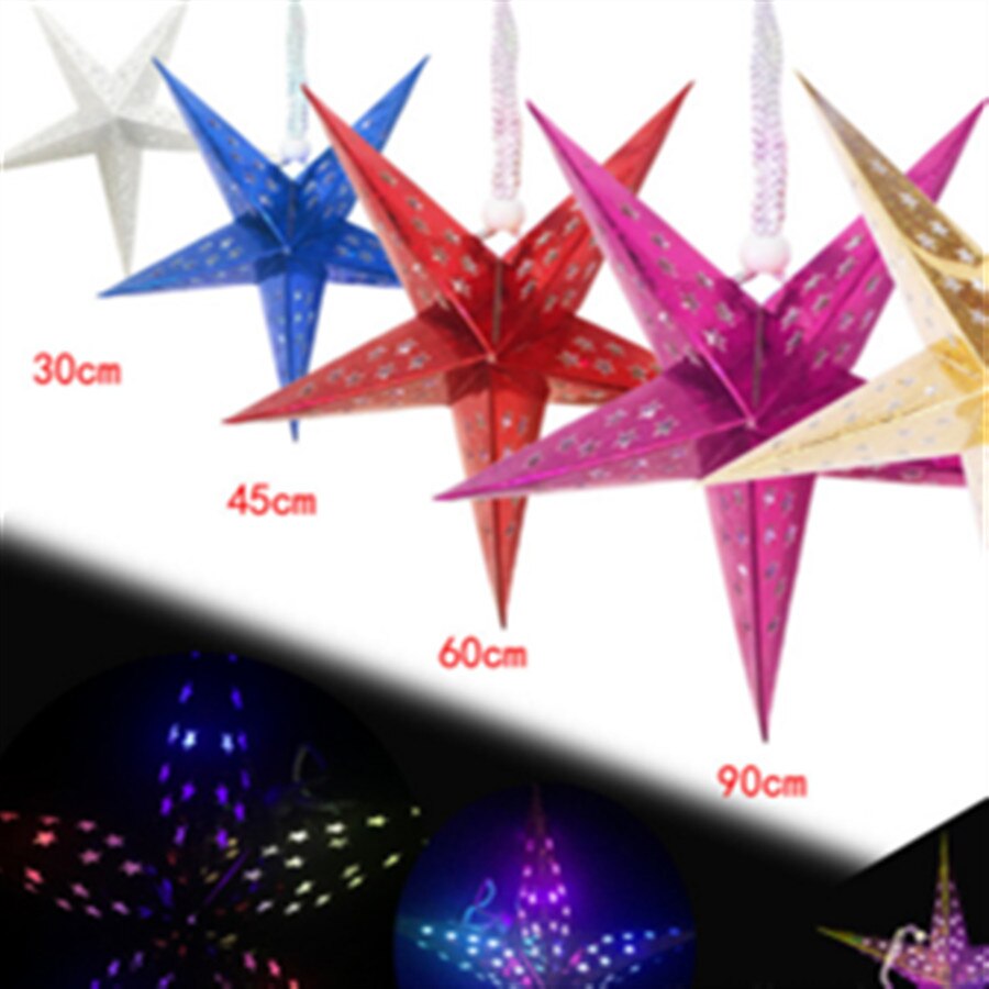 1PC 30cm-45cm-60cm Shiny Star Paper Lampshade lanterns Party Decoration Craft For Wedding Christmas Party Decoration Supplies
