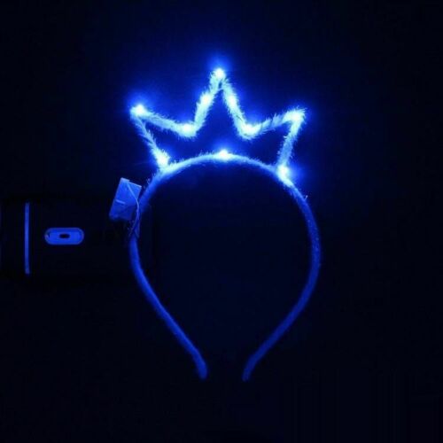 LED Glow Light Tiara Crown Head wear Royal Princess Headband Flashing Hair Accessories For Child Adult Birthday Party navidad: Blue