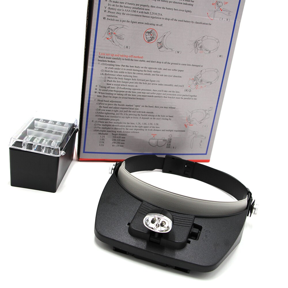 1SET Magnifying Glass For Beekeeping Equipment Head-mounted Multiple Magnification Mirror Height LED Light Magnified Lens Wear