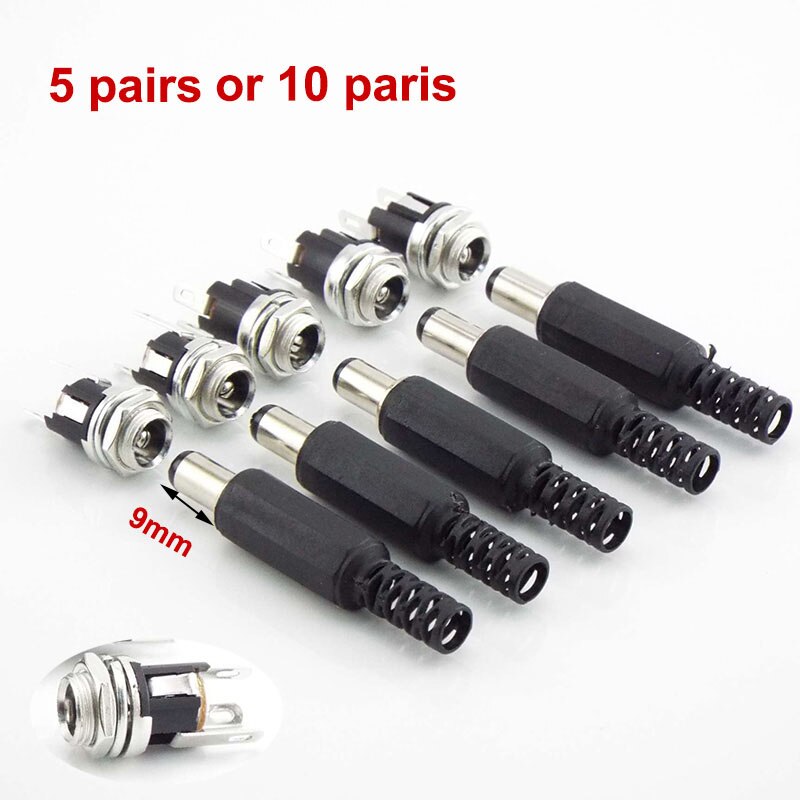 Conector macho hembra de CC, conector de fuente de alimentación de 5,5mm x 2,1mm, 5,5x2,5mm, cable adaptador macho 5525 5521, Terminal C1, 5/10 Uds.: Multicolor / Bajo 5 Unids / 1 P