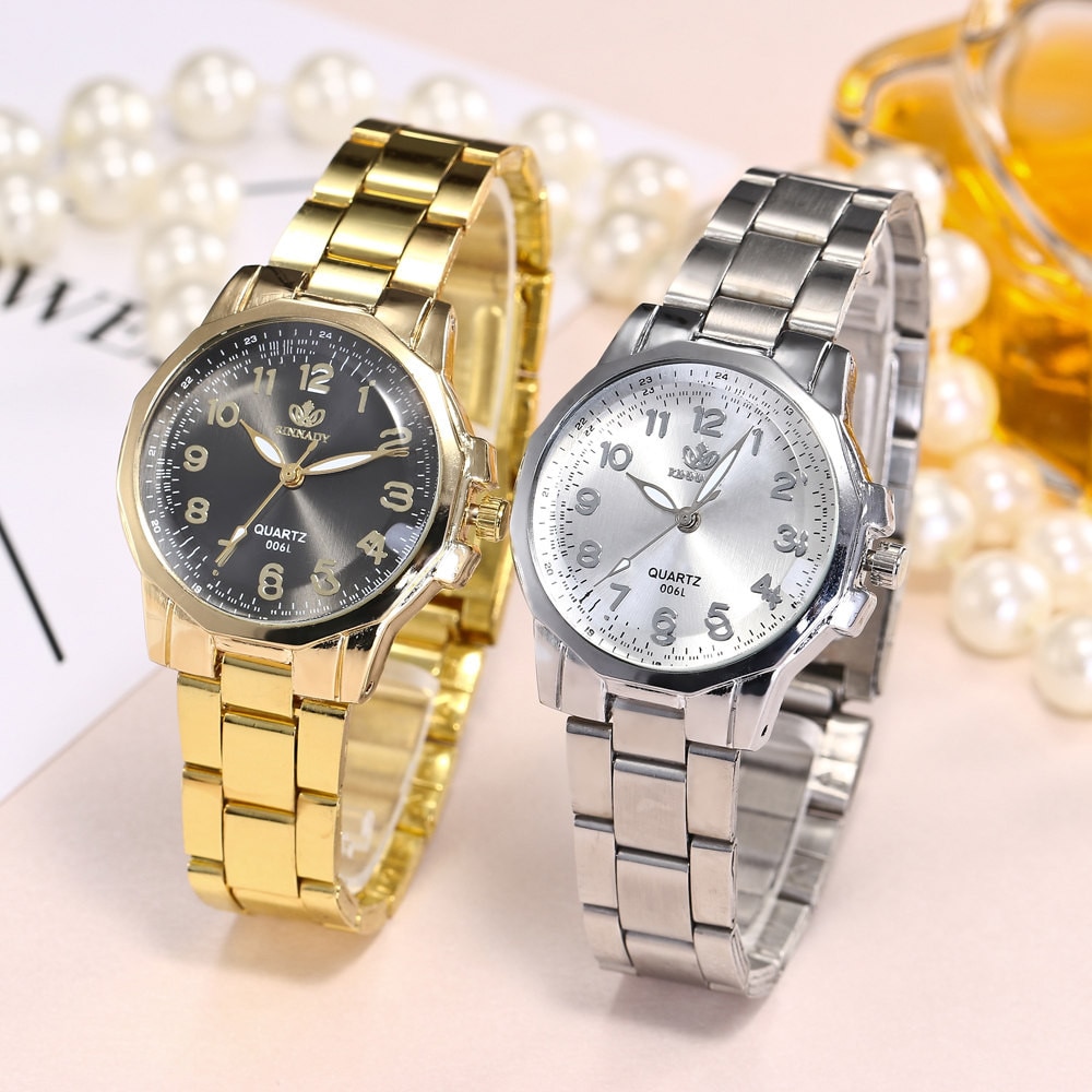 Luxe Quartz Horloge Voor Vrouwen Rvs Band Quartz Horloge Ronde Horloge Vrouwelijke Horloge Horloge #302
