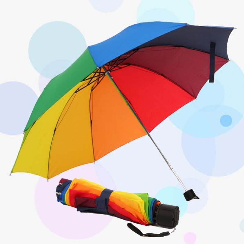 Rainbow Umbrella Waterproof and Windproof Sun Umbrella Compact Tight Long Handle Umbrella Strong Frame Waterproof Fashionable Ou: Default Title