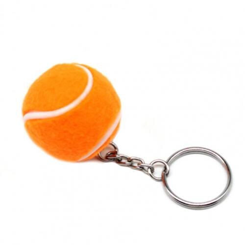 Key Ring Soft Lovely Flocking Mini Sport Ball Tennis Keychain for Kids Tennis Keychain: Orange