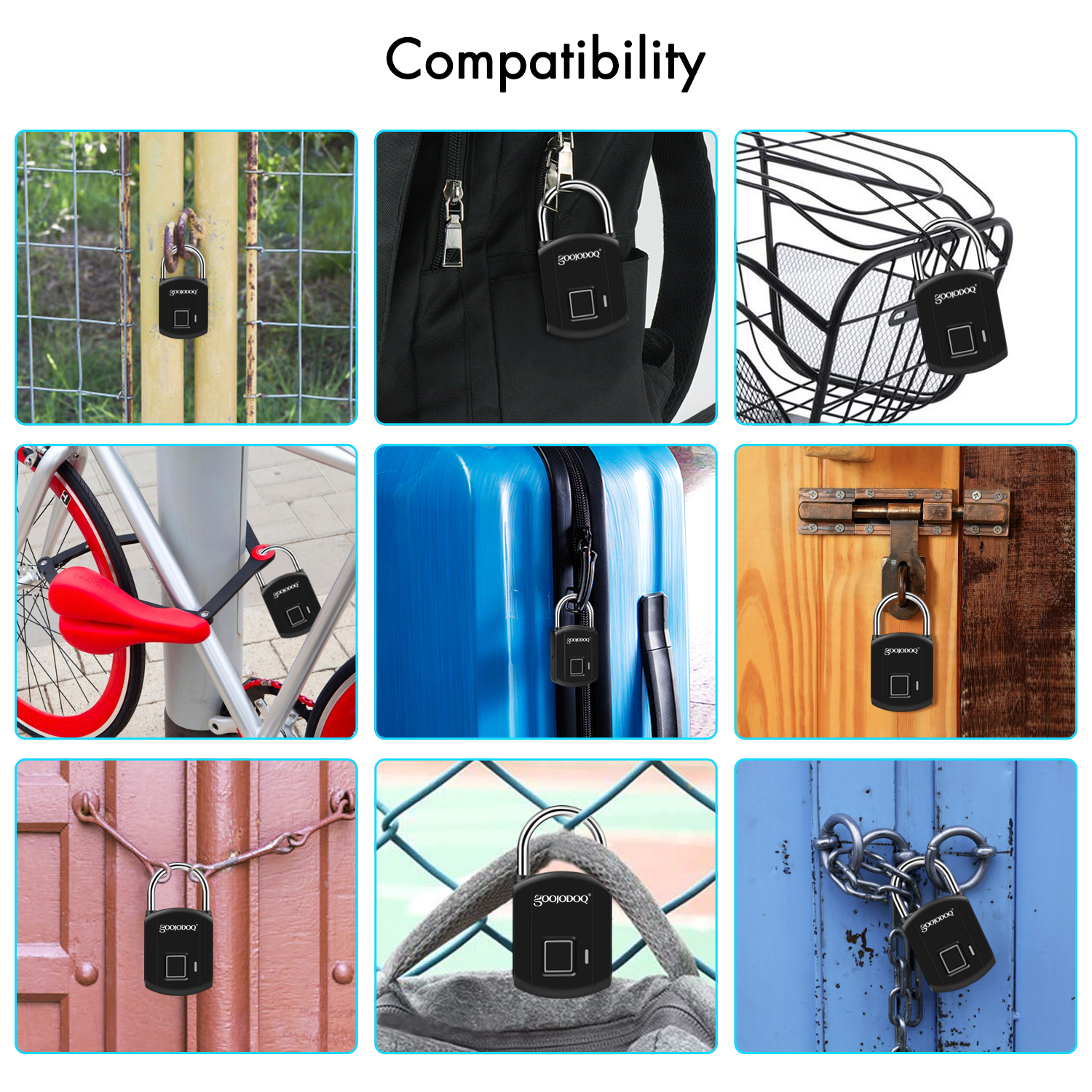 Goojodoq Smart Vingerafdruk Slot Usb Charge Hangslot Metalen Beveiliging Keyless Oplaadbare Elektrische Deurslot Voor Rugzak Bagage