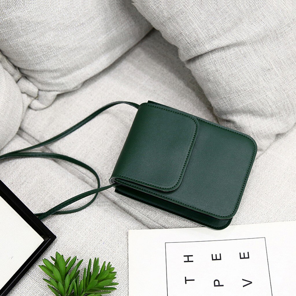 Kvinder farverig lille mobiltelefontaske pu skulder- og messenger tasker dame mini cross-body tasker firkantede tasker clutch #tip: Grøn