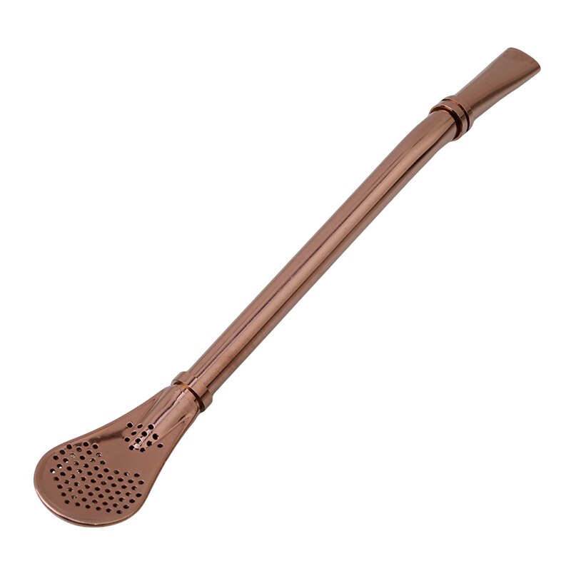 Pajita de acero inoxidable hecha a mano para beber, filtro Yerba Mate té Bombilla calabaza lavable, herramientas prácticas de té, accesorios de barra: Rose gold