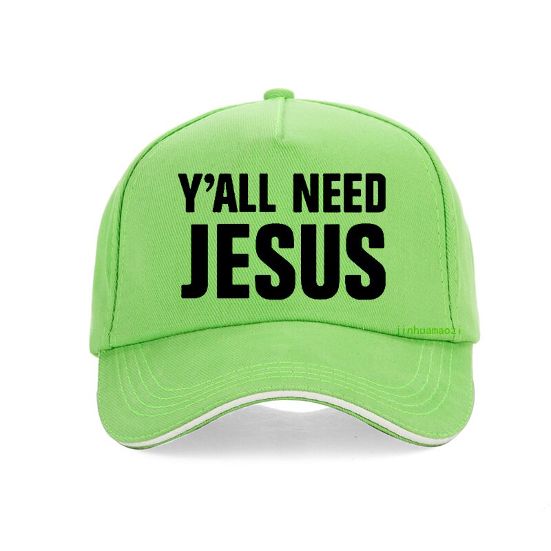 Sie y&#39;all benötigen jesus Briefe Drucken baseball Cap männer Frauen 100% Baumwolle Lustige Hip Hop hut einstellbare hysterese hüte: green