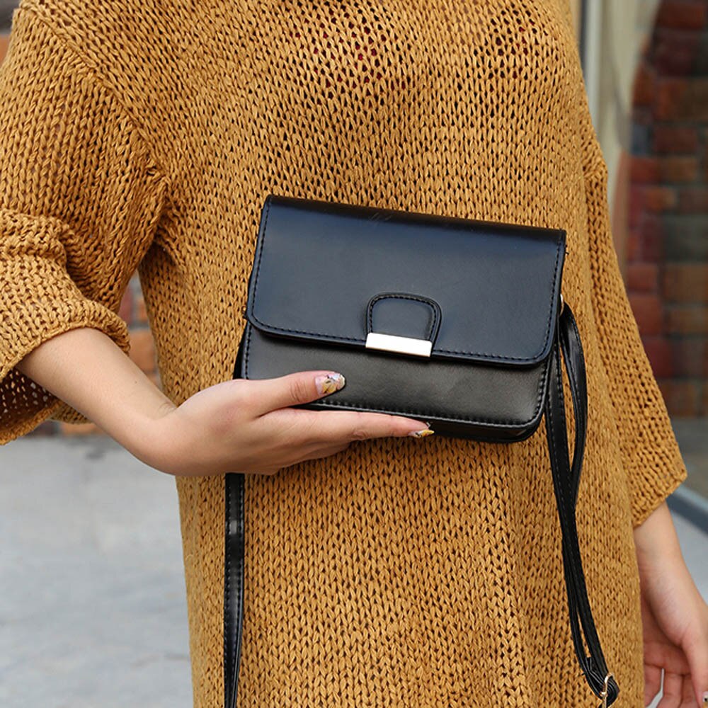Women's Leather Simple Solid Handbag Small Shoulder Bags Crossbody Bags for Girls Messenger Bags
