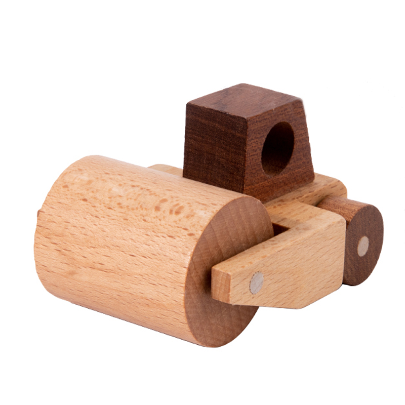 Giocattoli in Legno di Faggio, Blocchi a Forma di Auto, Escavatore Cartoon, Giocattoli Educativi Montessori, Ambulanza e Auto della Polizia per Bambini, Regalo di Compleanno: Grigio chiaro