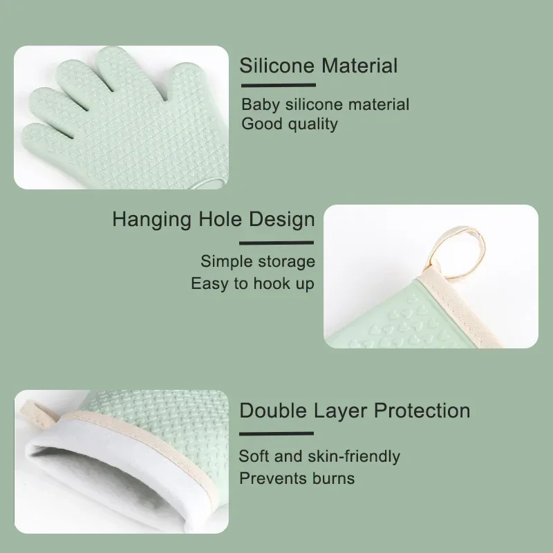 Barbecue Oven Gloves Anti-slip Heat Insulation Cooking Tools and Barbecue 1pair High Temperature Resistance Anti-scald Thicken