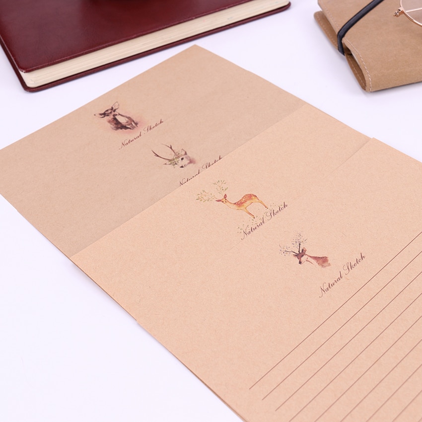 Juego de 10 hojas de cartulina de papel Vintage, papelería de papel, Bloc de notas con estilo de animales de dibujos animados, suministros para escuela y oficina