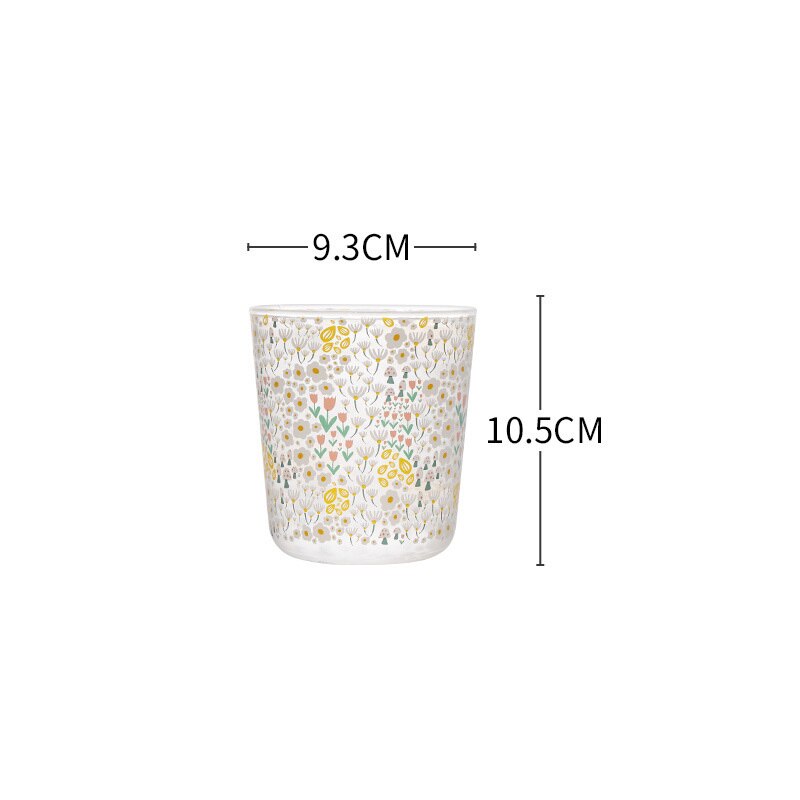 2Pcs Ins Nordic Vintage Transparante Koffie Glazen Beker Hittebestendig Melk Sap Thee Cups Print Thuis Bruiloft Bril: E