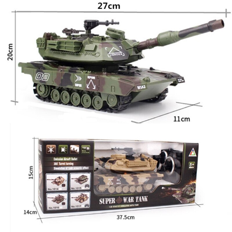 1:32 coche inalámbrico RC tanque de guerra vehículo principal Control remoto tanque electrónico Hobby niño juguetes Crawler para el coche verde-enchufe de la UE