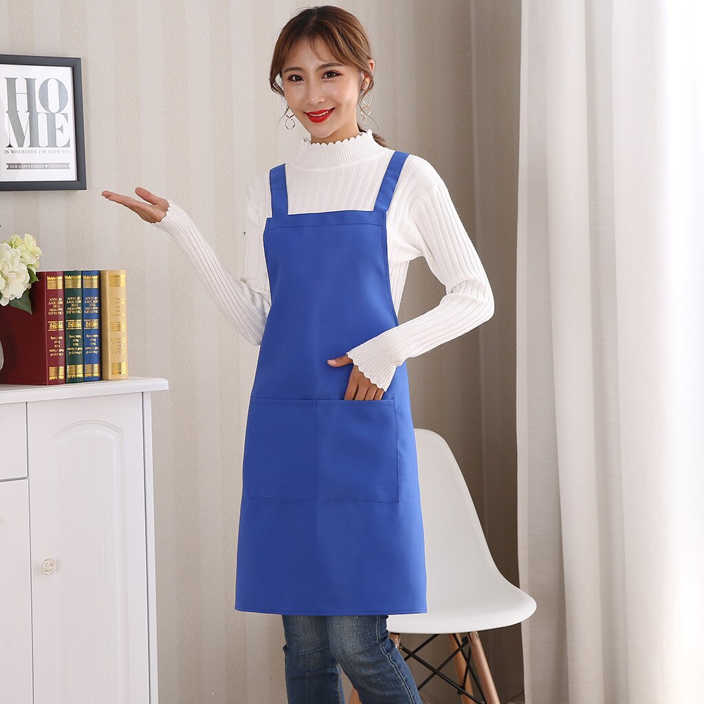 Adjustable Cooking Kitchen Apron Water Resistance Waterproof Female woman lady Men Chef Apron Japanese-style: Dark Blue