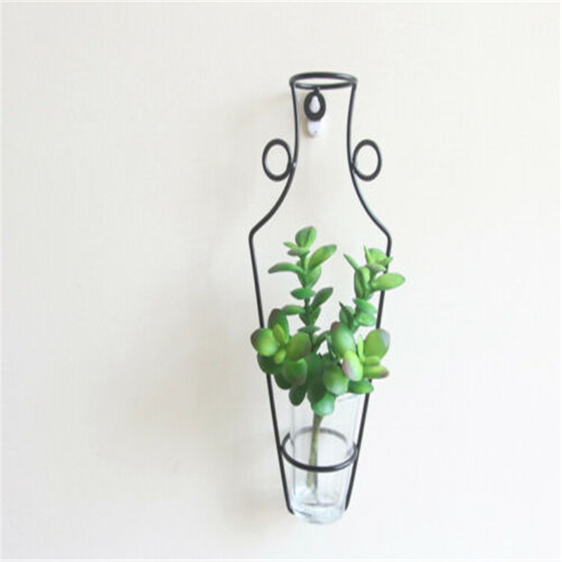 Nordic Style Iron Frame Vase Wall Mount Plant Dried Flower Rack Bottle DIY Shelf Flower Pot Holder Home Storage Rack Display