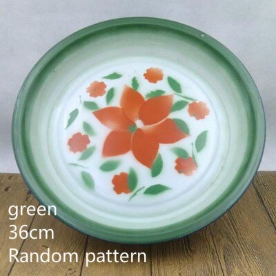 Disco de esmalte nostálgico antiguo, plato de té esmaltado, plato de fruta esmaltado, estilo chino.: Green-36cm