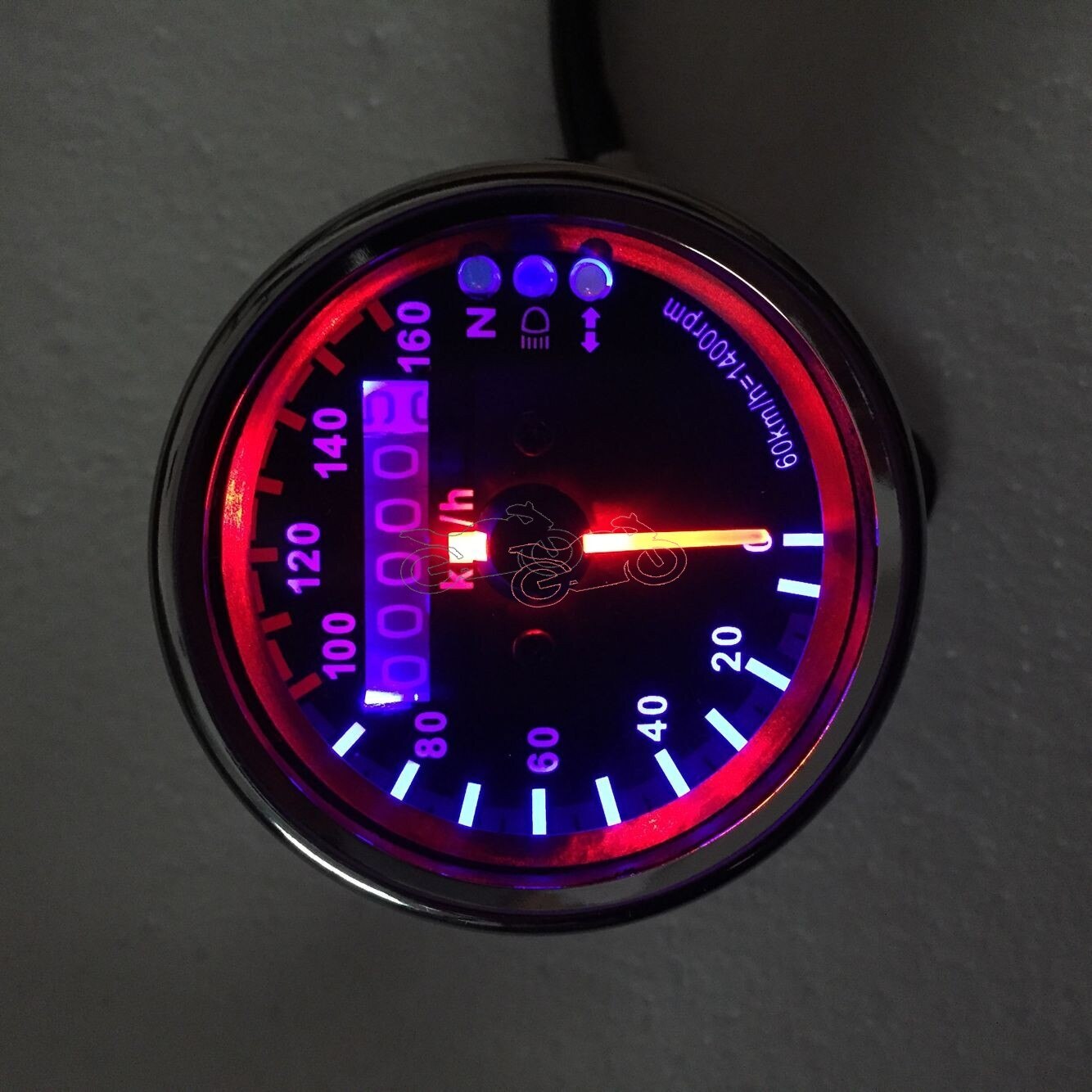 Universal 12V Motorcycle Speedometer Odometer LED Indicator Dual Speed Meter dash board