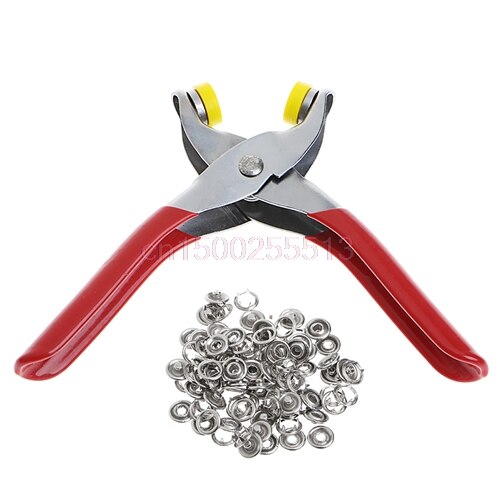 Metal Prong Ring Snap Fasteners Press Studs Poppers Plier 9.5mm 100Pcs Ring Snap: 9