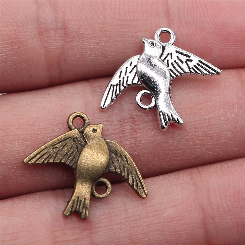 WYSIWYG 20 sztuk 21x17mm ptak urok złącze ptak złącze uroki dla tworzenia biżuterii ptak złącze urok