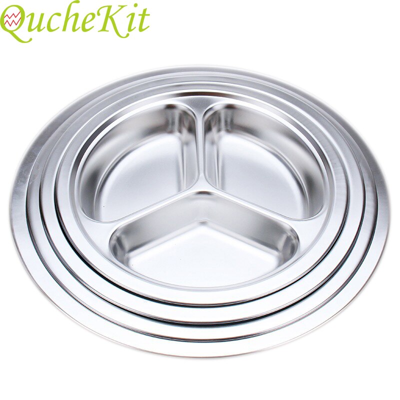 3 Sections Divided Round Dinner Plate Hotel Restaurant Buffet Tableware Child Student Cutlery Snack Foon Container For Kitchen