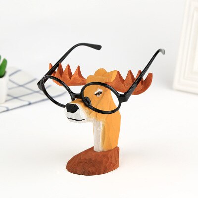 Massief houten brilmontuur, gesneden displayrek, dier, massief houten sieraden, retro, giraffe, alpaca, ornamenten: Roze