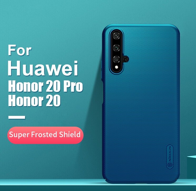 Voor Huawei Honor 20 Case Cover 6.26 ''Nillkin Frosted Pc Matte Hard Cover Telefoon Houder Voor Huawei Honor 20 pro Cover: For Huawei Honor 20 / Peacock Blue