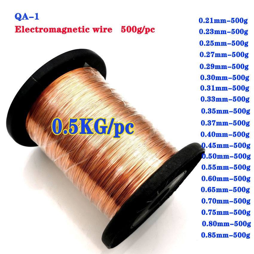 Fil de cuivre émaillé, 500 g/pièce, 0.21 0.23 0.25 0.29 0.33 0.35 0.37 0.4 0.45 0.5 0.6 0.7 0.8 0.85mm, bobine magnétique, enroulement, bricolage