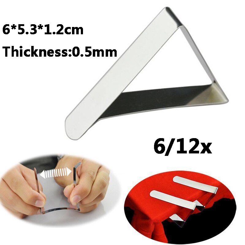 6 stk kort bordholder rustfrit stål dug clips stof cover klemmer dug fixator for at forhindre glidning holdbart