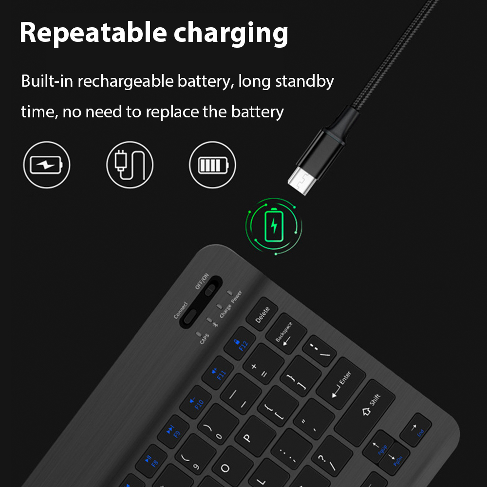 Für Android Ios Windows Bluetooth Wireless Tastatur Weiß Extra lange Standby-Tablet-Tastatur und Maus mit One-Click-Schalter