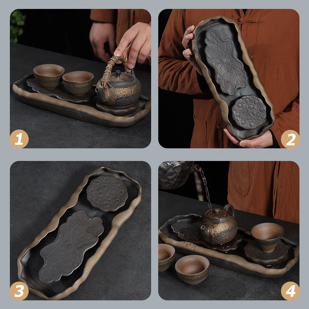Tea Tray Ceramic Vintage Teapot Mat Teapot Holder Tea Table Tea Ceremony Tray Kung Fu Teaware