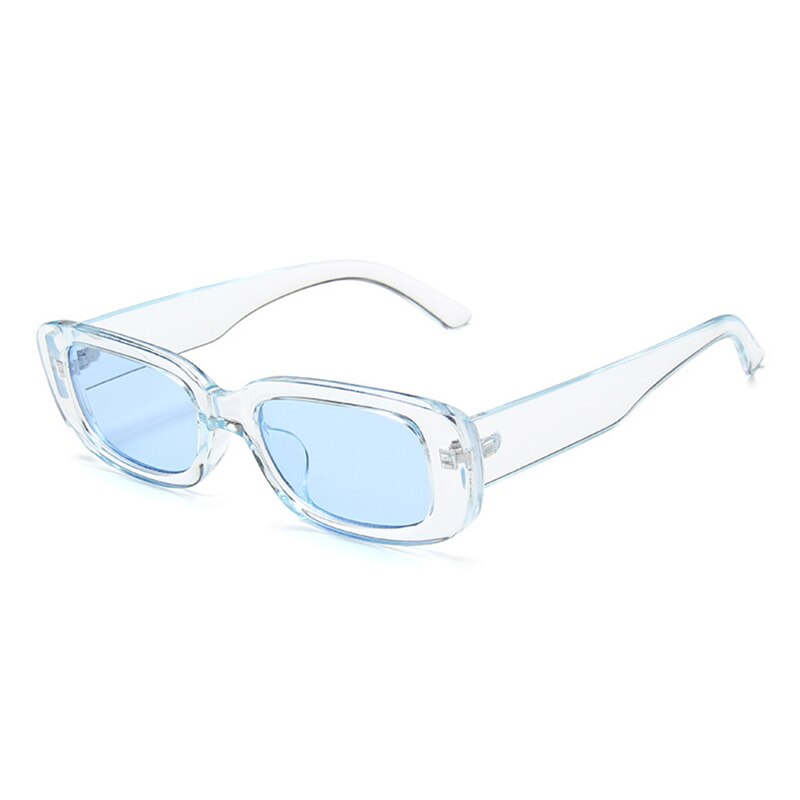 Ovza smalle zonnebril voor dames heren rechthoekige bril  uv400 doorschijnend snoepkleur  s6001: Blauw