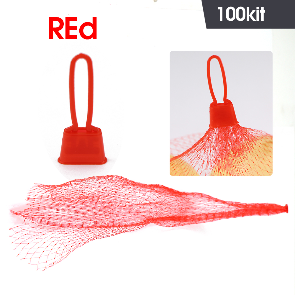 100 Uds. Bolsas de malla de nailon de 30-60CM para bolsas de almacenamiento de frutas y verduras de granja con cerradura bolsa de red de plástico reutilizable para comestibles de mariscos