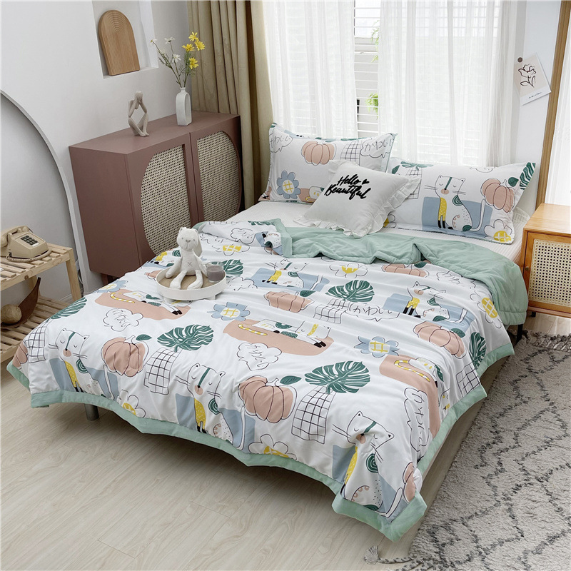 Frühling und Sommer Gewaschen Reine Baumwolle Quilt klimaanlage Dünne Bettdecke Gedruckt Haut-freundliche Sommer Quilt 200x230cm: Color 5