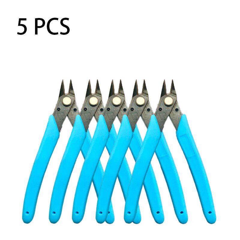 Pliers Wire Cutters DIY Diagonal Pliers Plato Multitool Electrical Wire Cable Cutters Insulating Rubber Handle Hand Tools: Light blue 5 Pcs