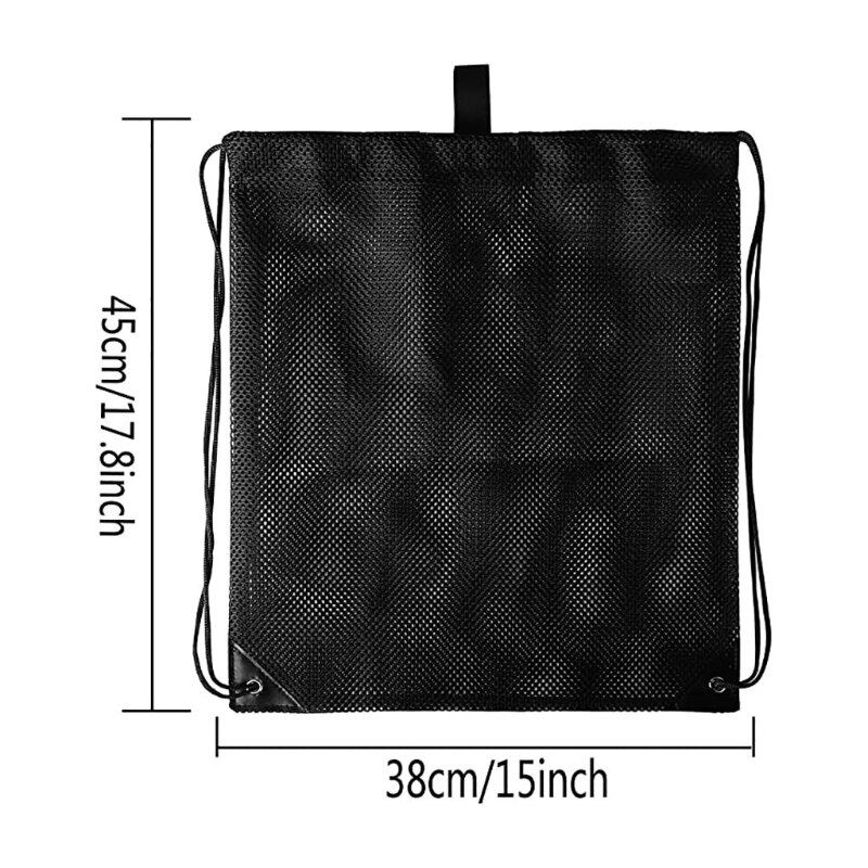 Heavy Duty Mesh Drawstring Backpack Bags Multifunction Ventilated Bag for Soccer ball, Gym Sports Equipment Storage Beach