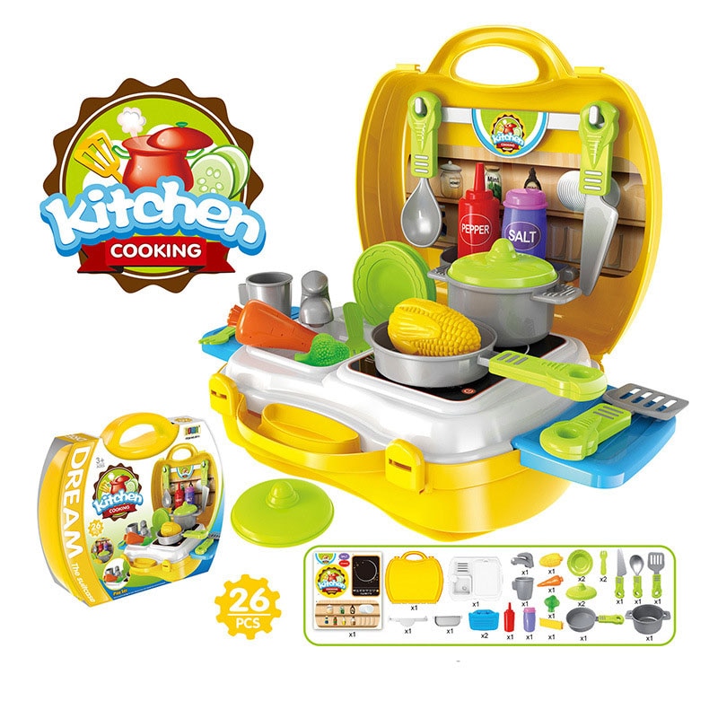 8 arten freundlicher Simulation Spielzeug Anzug Küche Kochen Utensilien freundlicher Kosmetik Spielzeug Abs Kunststoff Spielen Haus Rucksack Kasten