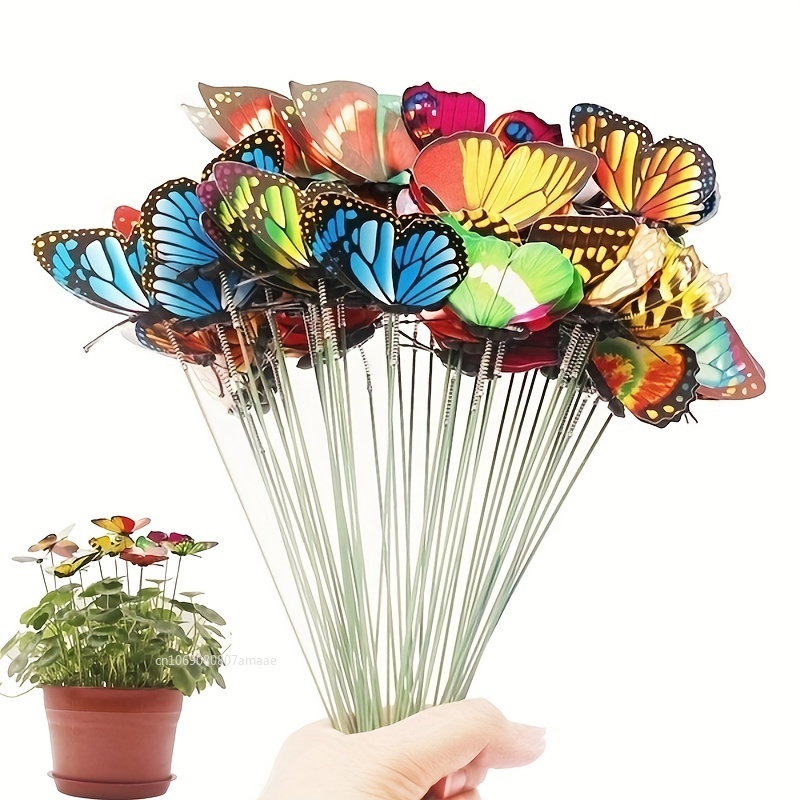 Waterproof Simulation Butterfly Garden Yard Planter Colorful Whimsical Butterfly Stakes Outdoor Flower Pot Home Decoration