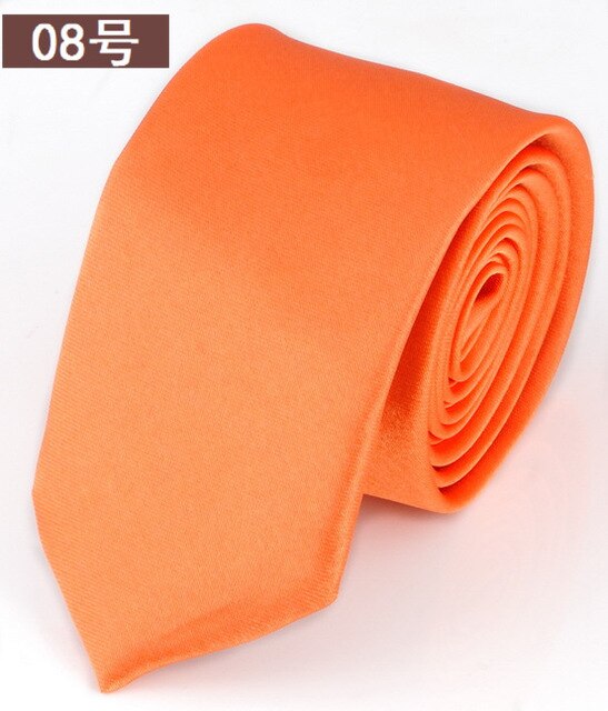 Mans accessoarer smal smal slips för män jacquardvävd solid champagne orange röd lila blå slips bröllopsslips: Orange