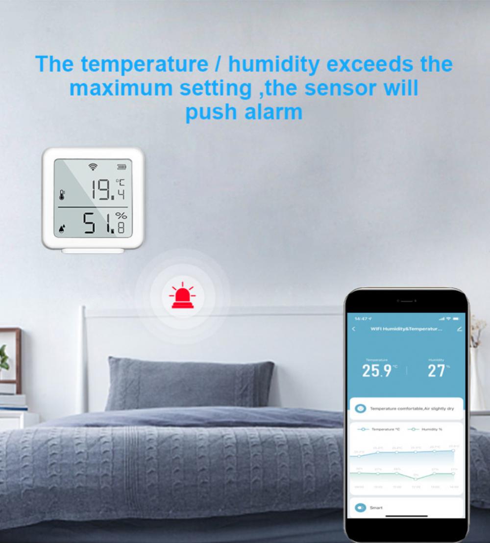 Tuya Smart Wifi Temperature Humidity Sensor Smart Home Detector Smart Life App Monitor Threshold Alarm Work With Alexa Google