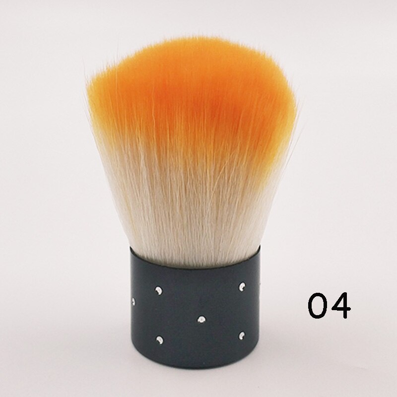 Bqan nagelverktyg borste för akryl & uv gel nail art dust clean borste manikyr pedikyr verktyg rosa gul lila röd kabuki borste: 04