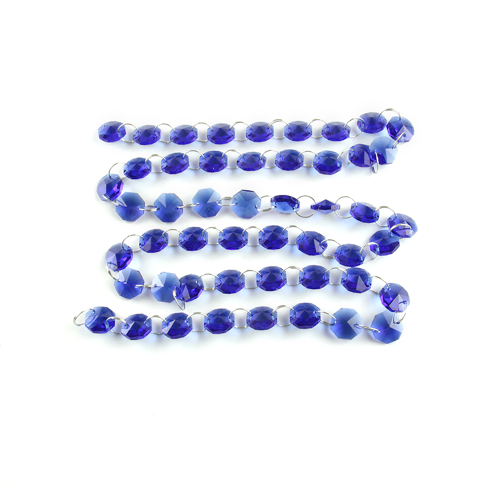 10 Meter 14mm Perlen Girlande Strang Mit Ringe Hängen Kristall Glas Vorhang Diamant Ketten Partei Baum Hochzeits-mittel Dekor: dunkel Blau