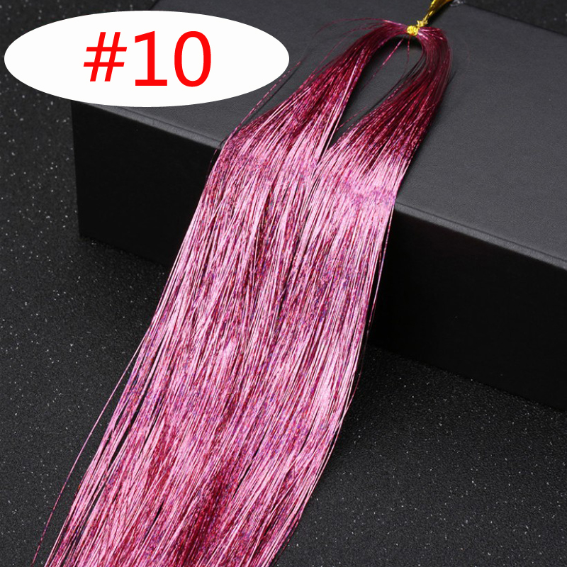 100cm 150 tråder/stk sparkle hair tinsel bling hårdekorasjon for syntetisk hårforlengelse glitter regnbue for jenter og fest: 10