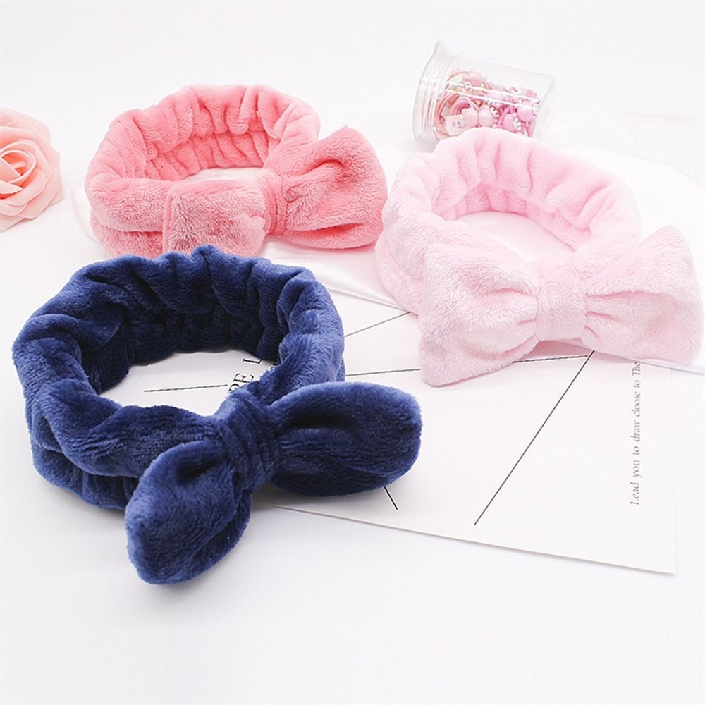 Koral fleece hårsløjfe kryds pandebånd til vask ansigt makeup dame bademaske kosmetisk hårbånd elastisk blød turban hårtilbehør