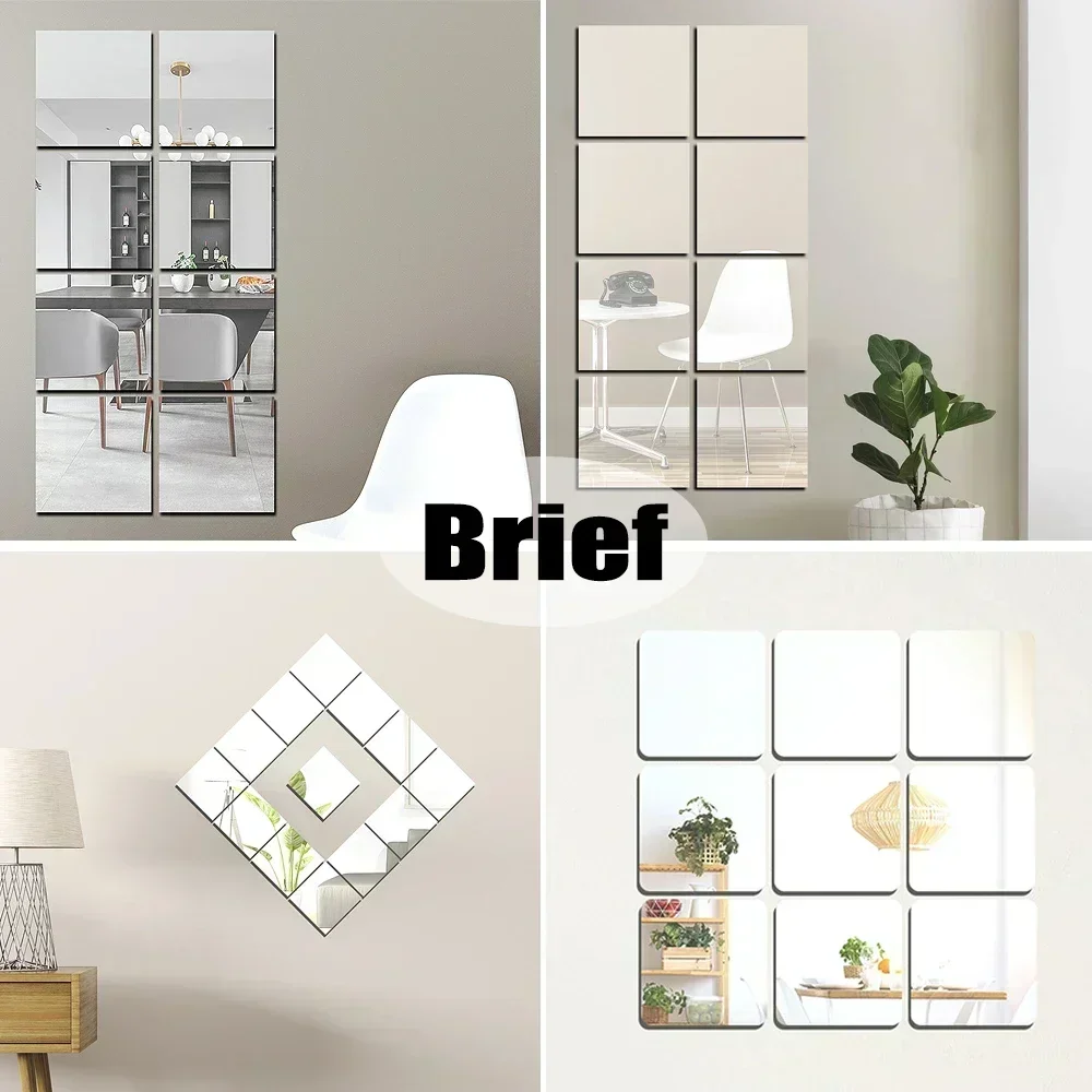 9 sztuk kwadraty lustrzane naklejki ścienne wysokiej jakości samoprzylepna srebrna naklejka strona główna sypialnia lustra robić salonu tapeta dekoracyjna