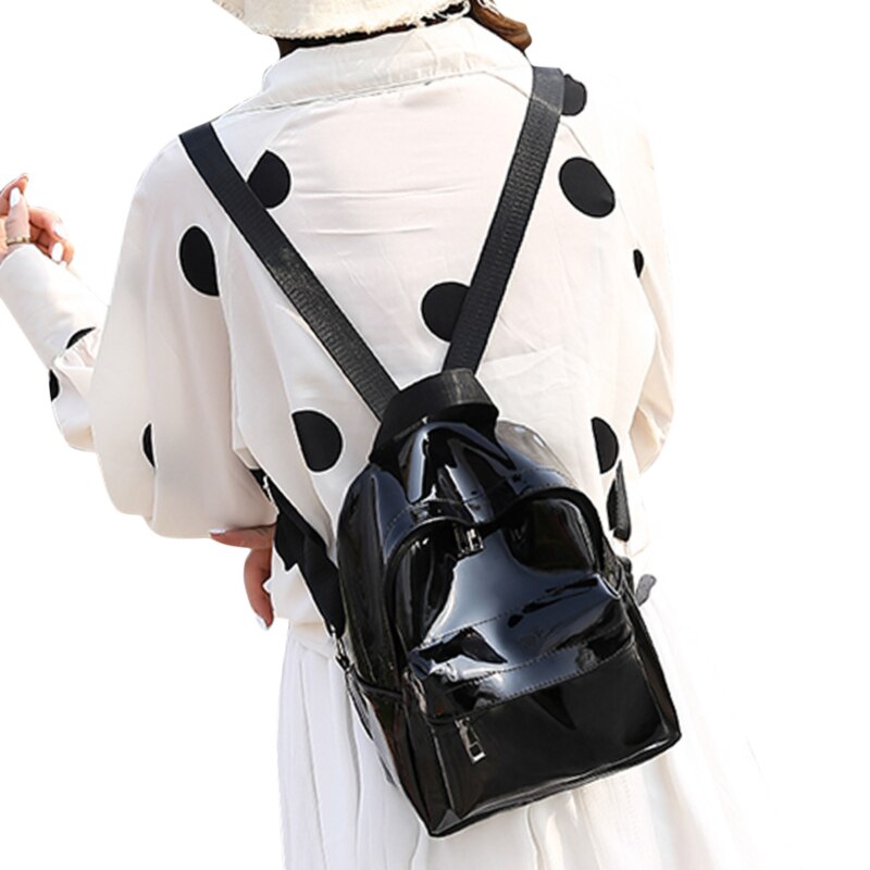 Zomer Mode Vrouwen Rugzak Transparant Student Tassen Clear Veelzijdige Rugzakken Vrouwen Waterdichte Pvc Reistassen: Black